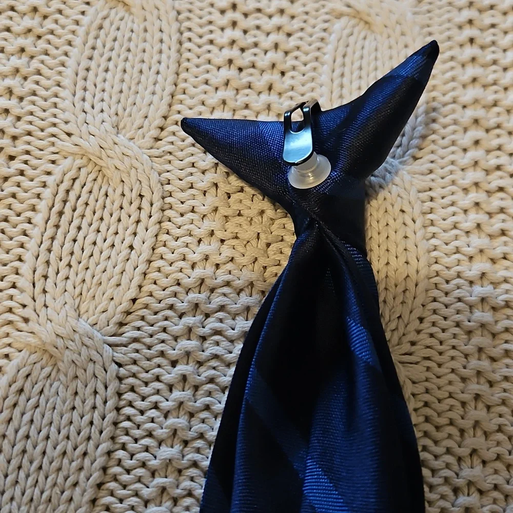 Elegant Boys Clip On Blue Striped Tie